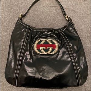 Gucci Dialux Britt Medium Tote Bag-Black